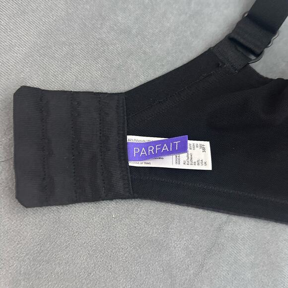 Parfait Bra US Size 38H Lined Molded Cups Black Shimmer Stripes Underwire - Picture 6 of 7